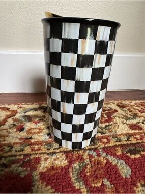 MacKenzie-Childs Black and White Checkered Ceramic Mug